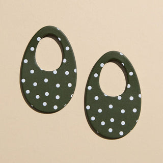 Basil Polka Dot Olivia Leather Hoop Charms - Nickel & Suede