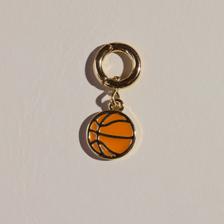 Basketball Charm - Nickel & Suede