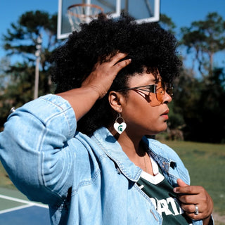 Basketball Stud Earrings - Nickel & Suede