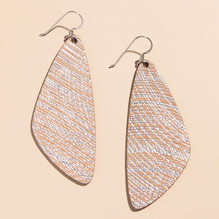 Beige Metallic Lattice Evie Organic Drop Earrings - Nickel & Suede