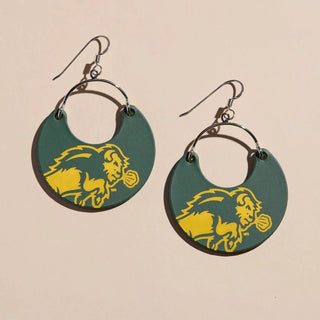 Bison Green North Dakota State University Nina Leather Hoop Earrings - Nickel & Suede