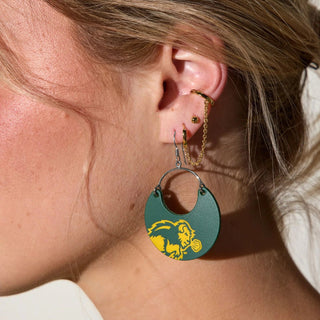 Bison Green North Dakota State University Nina Leather Hoop Earrings - Nickel & Suede