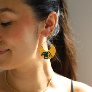 Bison Yellow North Dakota State University Nina Leather Hoop Earrings - Nickel & Suede