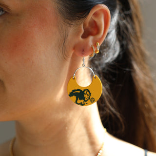 Bison Yellow North Dakota State University Nina Leather Hoop Earrings - Nickel & Suede