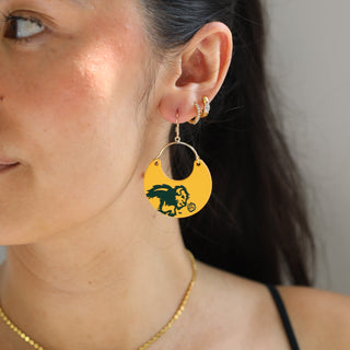 Bison Yellow North Dakota State University Nina Leather Hoop Earrings - Nickel & Suede