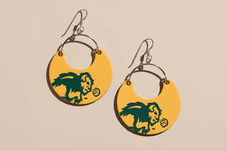 Bison Yellow North Dakota State University Nina Leather Hoop Earrings - Nickel & Suede