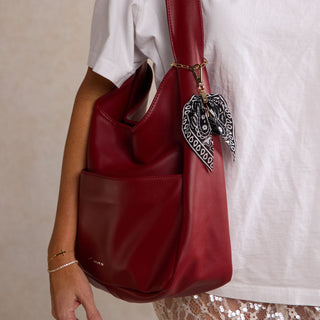 Black Bandana Bag Charm - Nickel & Suede