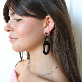 Black Bianca Acrylic Chain Earrings - Nickel & Suede