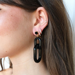 Black Bianca Acrylic Chain Earrings - Nickel & Suede