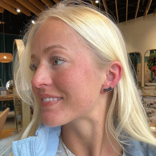 Black Crystal Baguette Ear Climber - Nickel & Suede