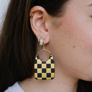 Black & Gold Checkmate Charlies - Nickel & Suede