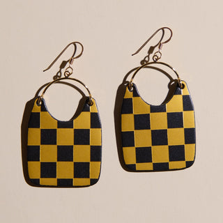 Black & Gold Checkmate Charlies - Nickel & Suede