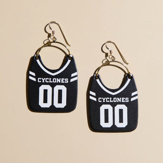 Black Iowa State University Football Jersey Earrings - Nickel & Suede