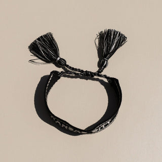 Black KC Woven Canvas Bracelet - Nickel & Suede