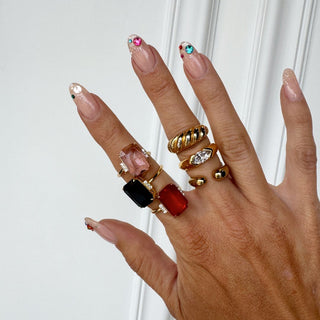 Black Marie Statement Ring - Nickel & Suede