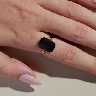 Black Marie Statement Ring - Nickel & Suede