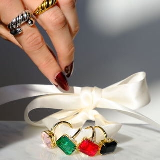 Black Marie Statement Ring - Nickel & Suede