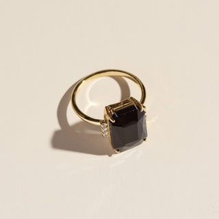 Black Marie Statement Ring - Nickel & Suede