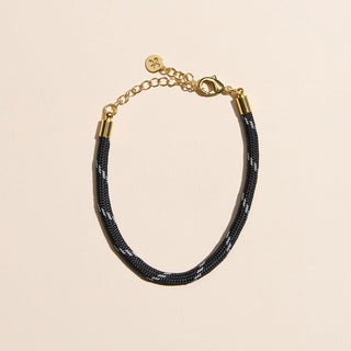 Black Minimalist Cord Bracelet - Nickel & Suede