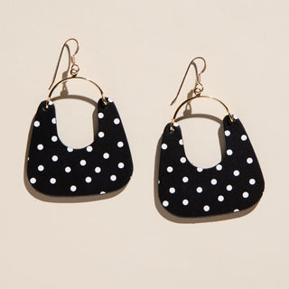 Black Polka Dot Noras - Nickel & Suede