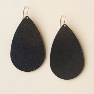 Black Shimmer Teardrops - Nickel & Suede