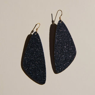 Black Sparkle Evie - Nickel & Suede