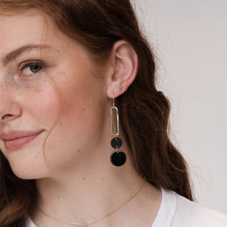 Black Stevies Statement Lightweight Leather Earrings – Nickel