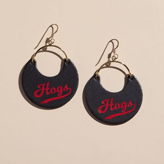 Black University of Arkansas Hogs Ninas - Nickel & Suede