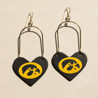 Black University of Iowa Hawkeye Heartthrobs - Nickel & Suede