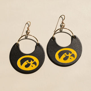 Black University of Iowa Hawkeye Ninas - Nickel & Suede