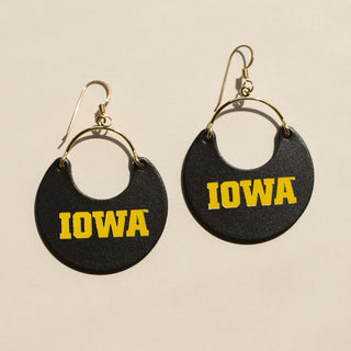 Black University of Iowa Ninas - Nickel & Suede