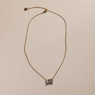 Blue Baguette Stone Necklace - Nickel & Suede