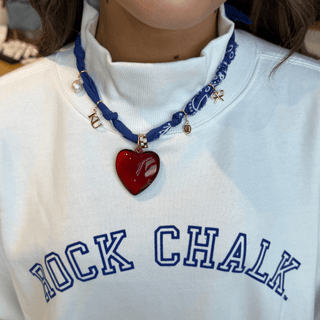 Blue Bandana Necklace - Nickel & Suede