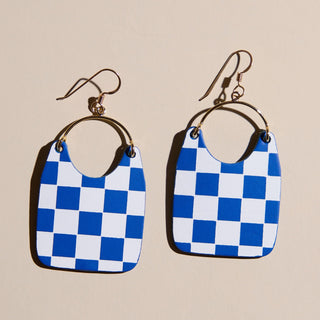 Blue Checkmate Charlies - Nickel & Suede