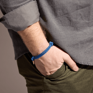 Blue Cord Bracelet - Nickel & Suede