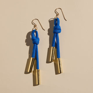 Blue Denver Cord Earring - Nickel & Suede