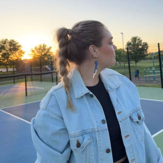 Blue Denver Cord Earring - Nickel & Suede