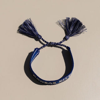 Blue KC Woven Canvas Bracelet - Nickel & Suede