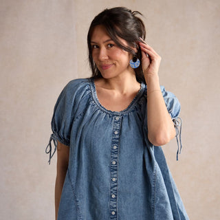 Blue Lapis Bloomscape Nina - Nickel & Suede