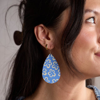 Blue Lapis Bloomscape Teardrops - Nickel & Suede