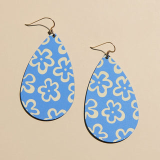 Blue Lapis Bloomscape Teardrops - Nickel & Suede