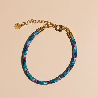 Blue Oasis Minimalist Cord Bracelet - Nickel & Suede