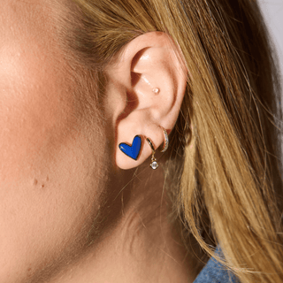 Blue Stone Sweetheart Studs - Nickel & Suede