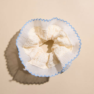 Blue Trim Lace Oversized Scrunchie - Nickel & Suede