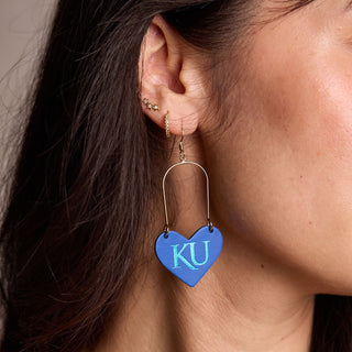 Blue University of Kansas Heartthrobs - Nickel & Suede