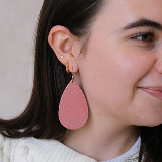 Blush Leopard Shimmer Teardrops - Nickel & Suede