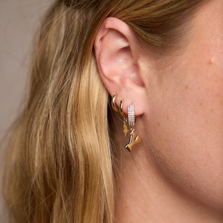 Brigham Young University Chunky Pave Logo Huggie Earrings - Nickel & Suede