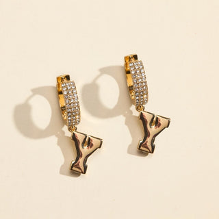 Brigham Young University Chunky Pave Logo Huggie Earrings - Nickel & Suede