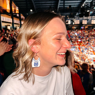 Brigham Young University White Cosmo Jersey Earrings - Nickel & Suede