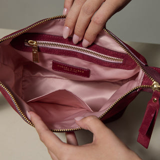 Brigitte Suede Mini Bag in Sangria - Nickel & Suede